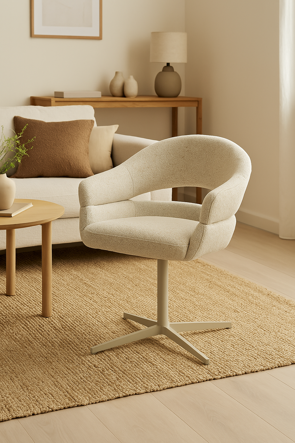 House Nordic Eetkamerstoel Dover – Draaibaar – Beige Gemêleerde Stof – Zithoogte 50 cm - Set van 2